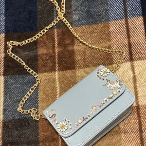 Charming Light Blue Kids Shoulder Bag with Gold Chain